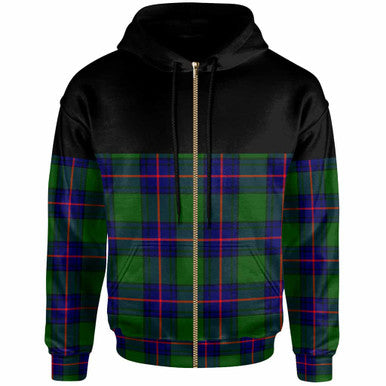 Scottish Shaw Modern Clan Tartan Hoodie - Horizontal Style Zip Tartan Plaid