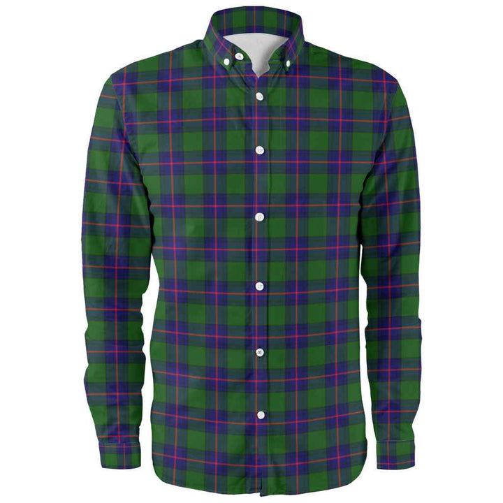 Scottish Shaw Modern Clan Tartan Long Sleeve Shirt Front Side Tartan Plaid
