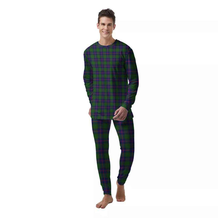 Scottish Shaw Modern Clan Tartan Pajama Set  Men Front Side Tartan Plaid