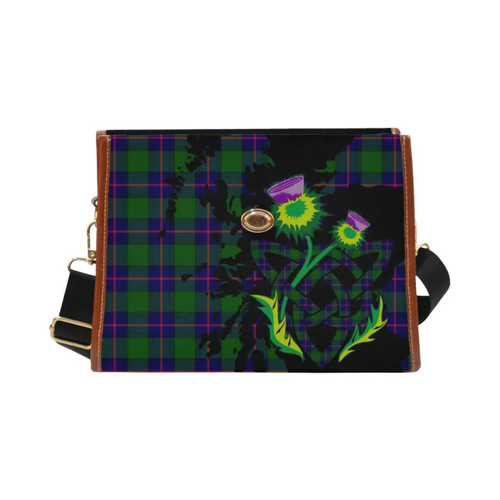 Scottish Shaw Modern Clan Tartan Waterproof Canvas Bag With Thistle Tartan Plaid 2
