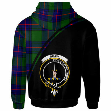 Scottish Shaw (of Tordarroch) Clan Crest Tartan Curve Hoodie Back Side Tartan Plaid
