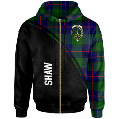 Scottish Shaw (of Tordarroch) Clan Crest Tartan Curve Hoodie Zip-up Tartan Plaid