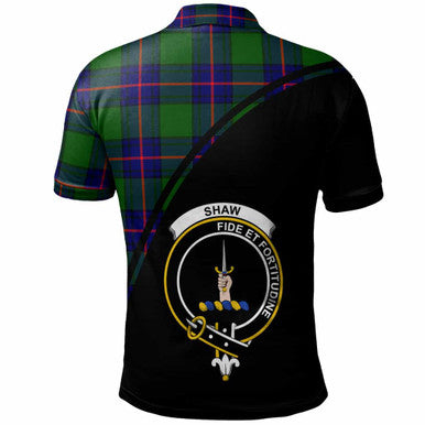 Scottish Shaw (of Tordarroch) Clan Crest Tartan Curve Polo Shirt Back Side Tartan Plaid