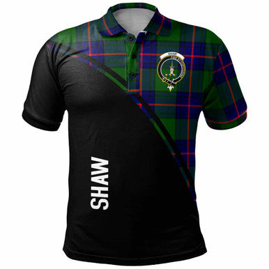 Scottish Shaw (of Tordarroch) Clan Crest Tartan Curve Polo Shirt Front Side Tartan Plaid