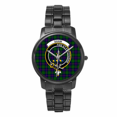 Scottish Shaw (of Tordarroch) Clan Crest Tartan Folding Clasp Steel Quartz Watches Tartan Plaid Black 1