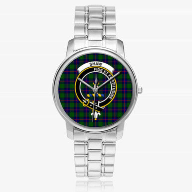 Scottish Shaw (of Tordarroch) Clan Crest Tartan Folding Clasp Steel Quartz Watches Tartan Plaid Silver 1