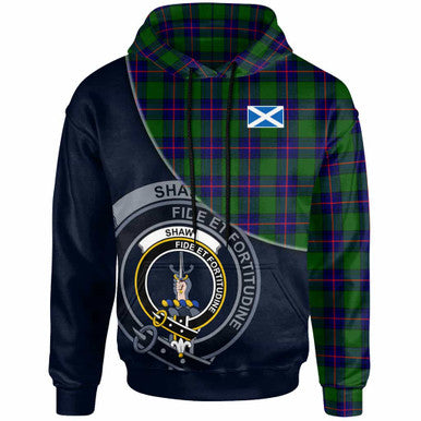 Scottish Shaw (of Tordarroch) Clan Crest Tartan Hoodie - Bend Style Front Side Tartan Plaid