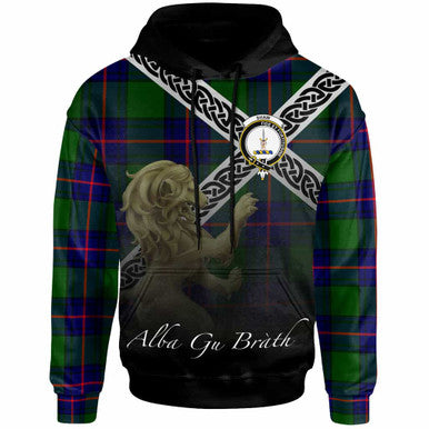 Scottish Shaw (of Tordarroch) Clan Crest Tartan Hoodie - Scotland Lion Front Side Tartan Plaid