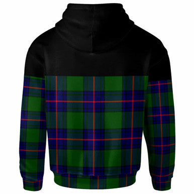 Scottish Shaw (of Tordarroch) Clan Crest Tartan Hoodie - Horizontal Style Back Side Tartan Plaid