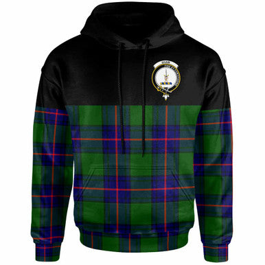 Scottish Shaw (of Tordarroch) Clan Crest Tartan Hoodie - Horizontal Style Front Side Tartan Plaid