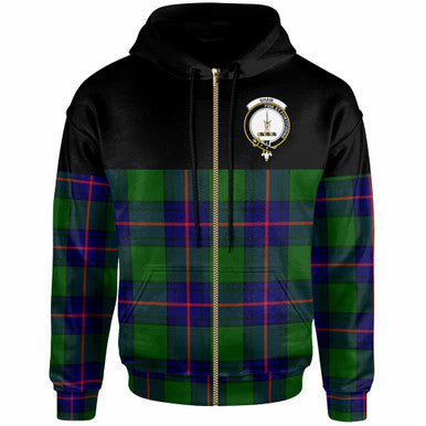 Scottish Shaw (of Tordarroch) Clan Crest Tartan Hoodie - Horizontal Style Zip-up Tartan Plaid