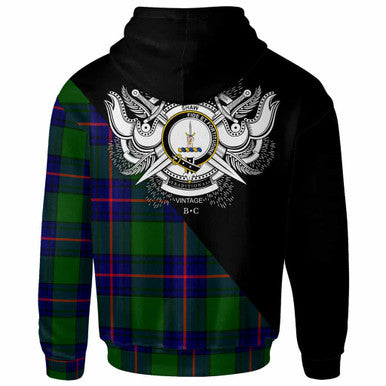 Scottish Shaw (of Tordarroch) Clan Crest Tartan Hoodie - Military Logo Back Side Tartan Plaid