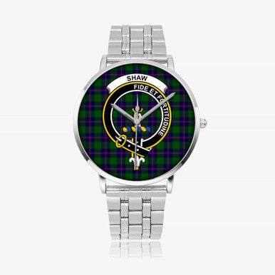 Scottish Shaw (of Tordarroch) Clan Crest Tartan Instafamous Steel Quartz Watches Tartan Plaid Silver 1