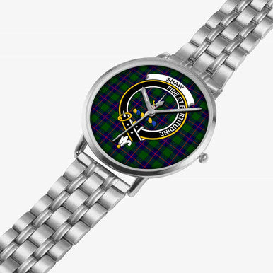Scottish Shaw (of Tordarroch) Clan Crest Tartan Instafamous Steel Quartz Watches Tartan Plaid Silver 2