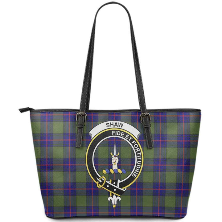 Scottish Shaw (of Tordarroch) Clan Crest Tartan Leather Tote Tartan Plaid