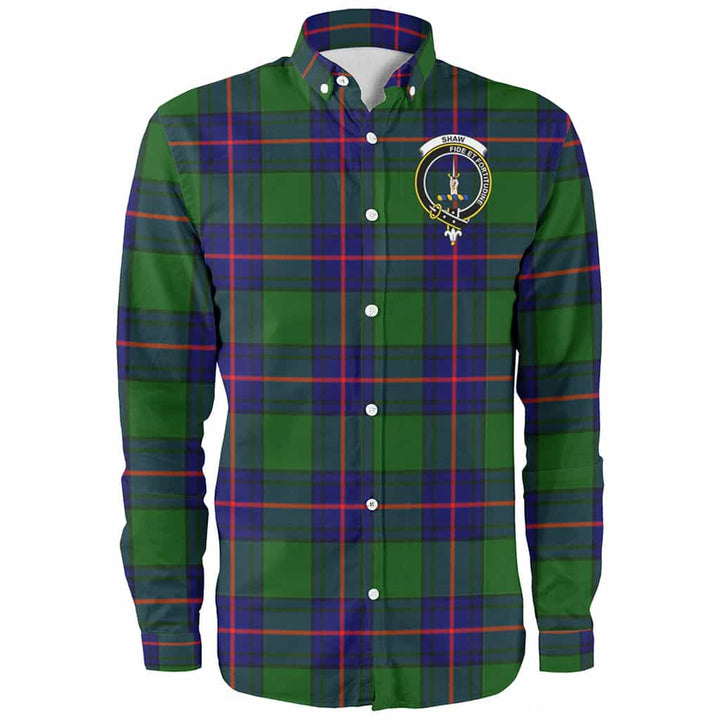 Scottish Shaw (of Tordarroch) Clan Crest Tartan Long Sleeve Shirt Front Side Tartan Plaid