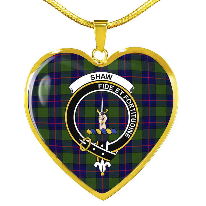 Scottish Shaw (of Tordarroch) Clan Crest Tartan Necklace Heart Tartan Plaid 2
