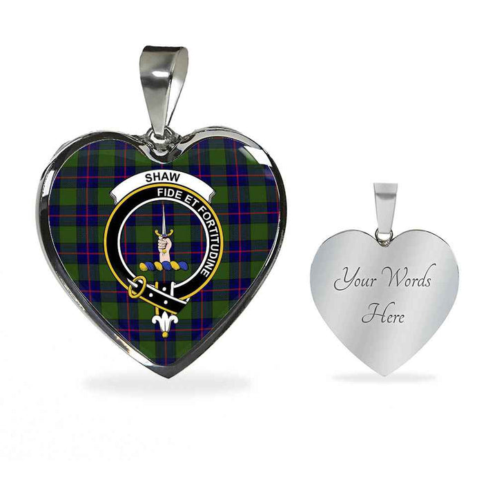 Scottish Shaw (of Tordarroch) Clan Crest Tartan Necklace Heart Tartan Plaid 3