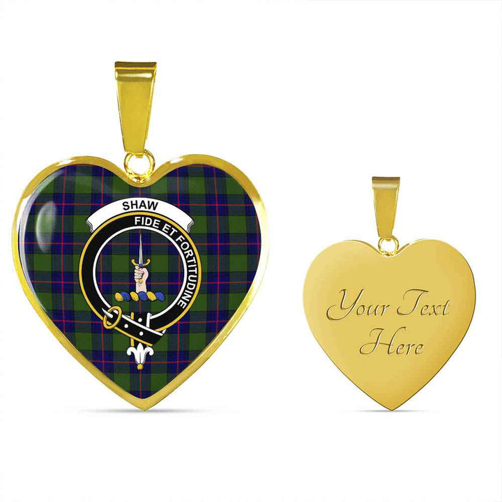 Scottish Shaw (of Tordarroch) Clan Crest Tartan Necklace Heart Tartan Plaid 4
