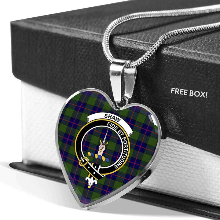 Scottish Shaw (of Tordarroch) Clan Crest Tartan Necklace Heart Tartan Plaid 5