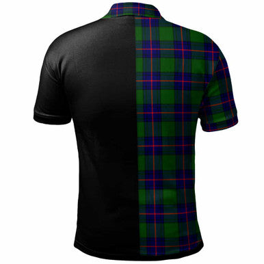 Scottish Shaw (of Tordarroch) Clan Crest Tartan Polo Shirt - Half in Me Back Side Tartan Plaid