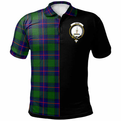 Scottish Shaw (of Tordarroch) Clan Crest Tartan Polo Shirt - Half in Me Front Side Tartan Plaid