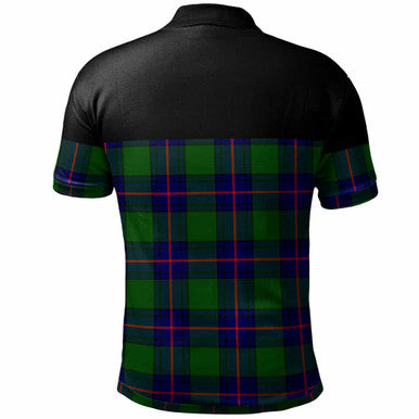 Scottish Shaw (of Tordarroch) Clan Crest Tartan Polo Shirt - Horizontal Style Back Side Tartan Plaid