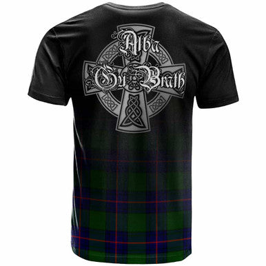 Scottish Shaw (of Tordarroch) Clan Crest Tartan T-Shirt - Alba Gu Brath Family Crest Celtic Inspired Back Side Tartan Plaid