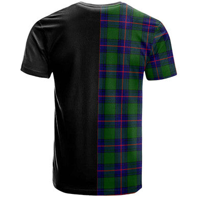 Scottish Shaw (of Tordarroch) Clan Crest Tartan T-Shirt Half in Me Back Side Tartan Plaid