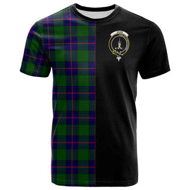 Scottish Shaw (of Tordarroch) Clan Crest Tartan T-Shirt Half in Me Front Side Tartan Plaid