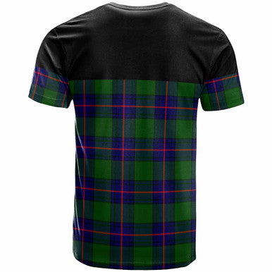 Scottish Shaw (of Tordarroch) Clan Crest Tartan T-Shirt - Horizontal Style Back Side Tartan Plaid