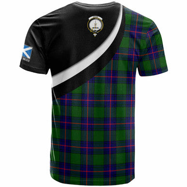 Scottish Shaw (of Tordarroch) Clan Crest Tartan T-Shirt - Scotland Forever Style Back Side Tartan Plaid