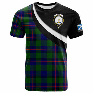 Scottish Shaw (of Tordarroch) Clan Crest Tartan T-Shirt - Scotland Forever Style Front Side Tartan Plaid