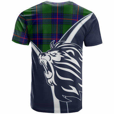 Scottish Shaw (of Tordarroch) Clan Crest Tartan T-Shirt - Bend Style Back Side Tartan Plaid