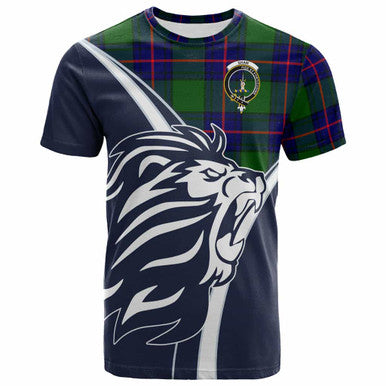 Scottish Shaw (of Tordarroch) Clan Crest Tartan T-Shirt - Bend Style Front Side Tartan Plaid