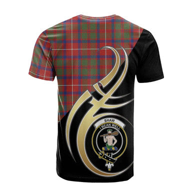 Scottish Shaw Red Modern Clan Crest Tartan T-Shirt Believe in Me Back Side Tartan Plaid