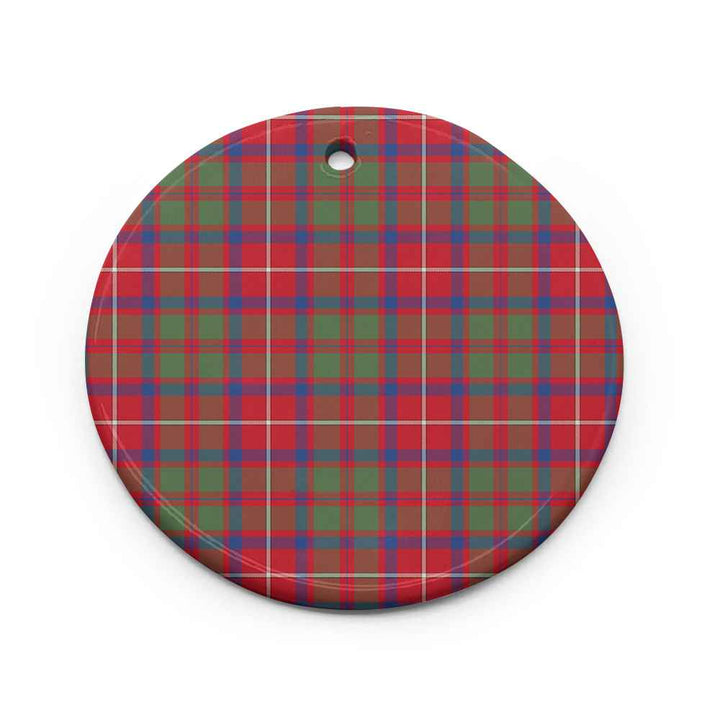 Scottish Shaw Red Modern Clan Tartan Ceramic Ornament Circle Shape Tartan Plaid