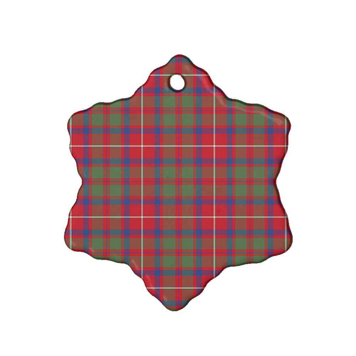 Scottish Shaw Red Modern Clan Tartan Ceramic Ornament Snow Flake Shape Tartan Plaid