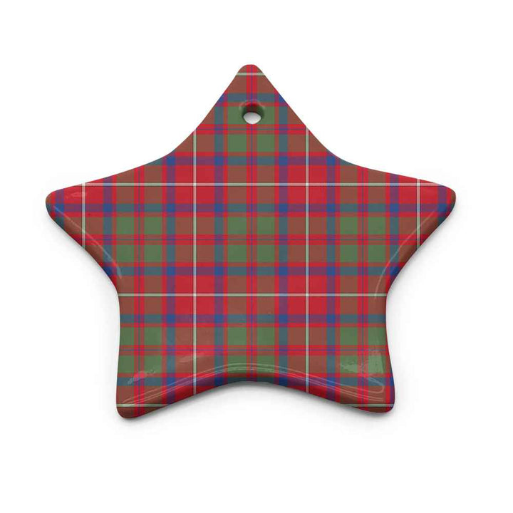 Scottish Shaw Red Modern Clan Tartan Ceramic Ornament Star Shape Tartan Plaid