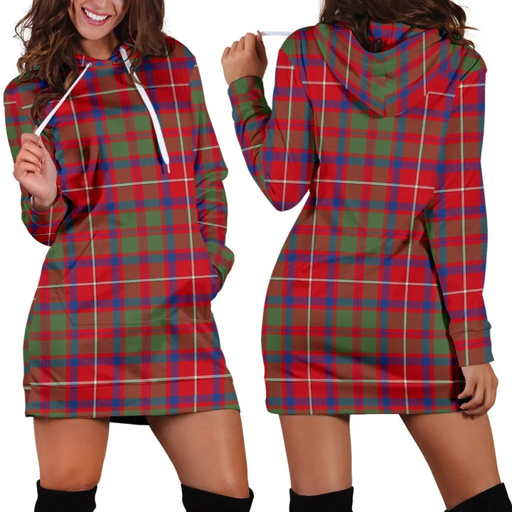 Scottish Shaw Red Modern Clan Tartan Hoodie Dress