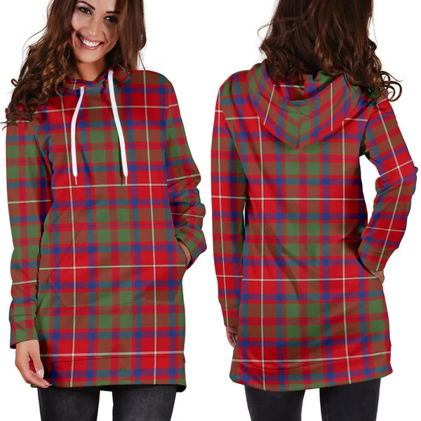 Scottish Shaw Red Modern Clan Tartan Hoodie Dress