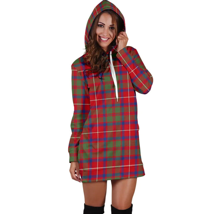 Scottish Shaw Red Modern Clan Tartan Hoodie Dress