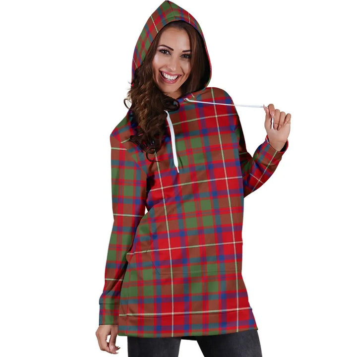 Scottish Shaw Red Modern Clan Tartan Hoodie Dress