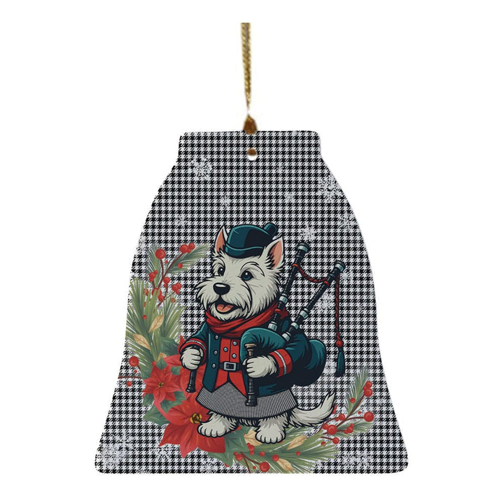 Scottish Shepherd Clan Tartan Ceramic Ornament Cute Scottish Terrier Dog Bell Style Tartan Plaid