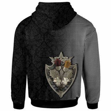 Scottish Shepherd Clan Tartan Hoodie - Half Thistle Flowers Celtic Design Back Side Tartan Plaid