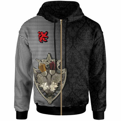 Scottish Shepherd Clan Tartan Hoodie - Half Thistle Flowers Celtic Design Zip-up Tartan Plaid
