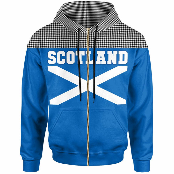 Scottish Shepherd Clan Tartan Hoodie - Lion Rampant of Scotland With Flag Zip-up Tartan Plaid