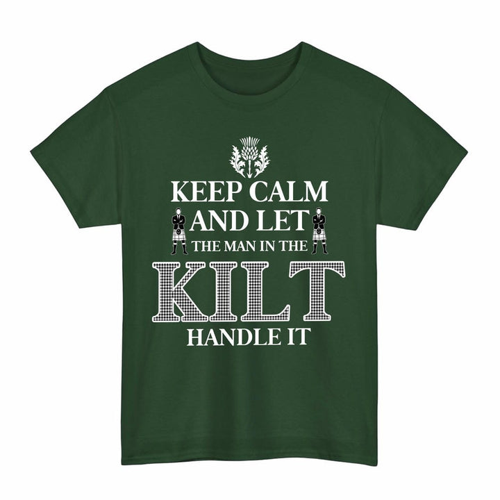 Scottish Shepherd Clan Tartan T-Shirt - Keep Calm Tartan Plaid Forest Green Color