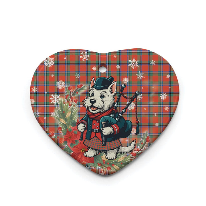 Scottish Sinclair Ancient Clan Tartan Ceramic Ornament Cute Scottish Terrier Dog Heart Style Tartan Plaid