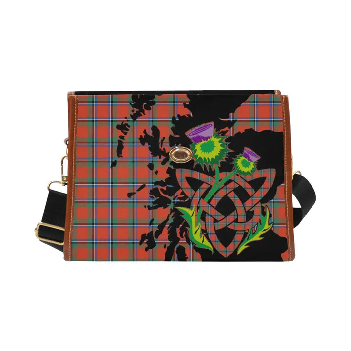 Scottish Sinclair Ancient Clan Tartan Waterproof Canvas Bag With Thistle Tartan Plaid 2
